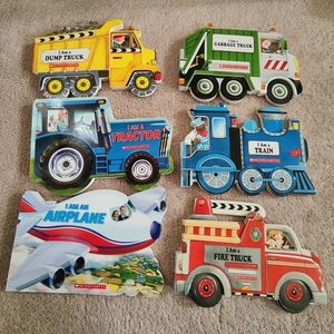 6 Scholastic board books shaped like vehicles